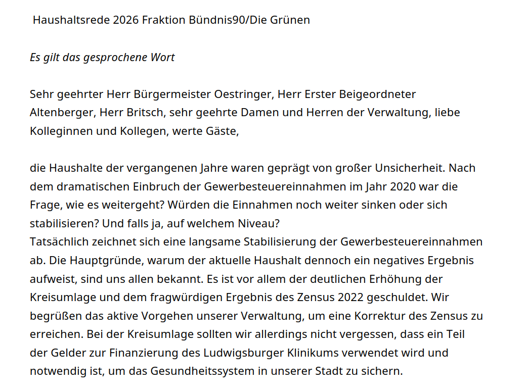 Haushaltsrede 2026 Fraktion Bündnis90/Die Grünen